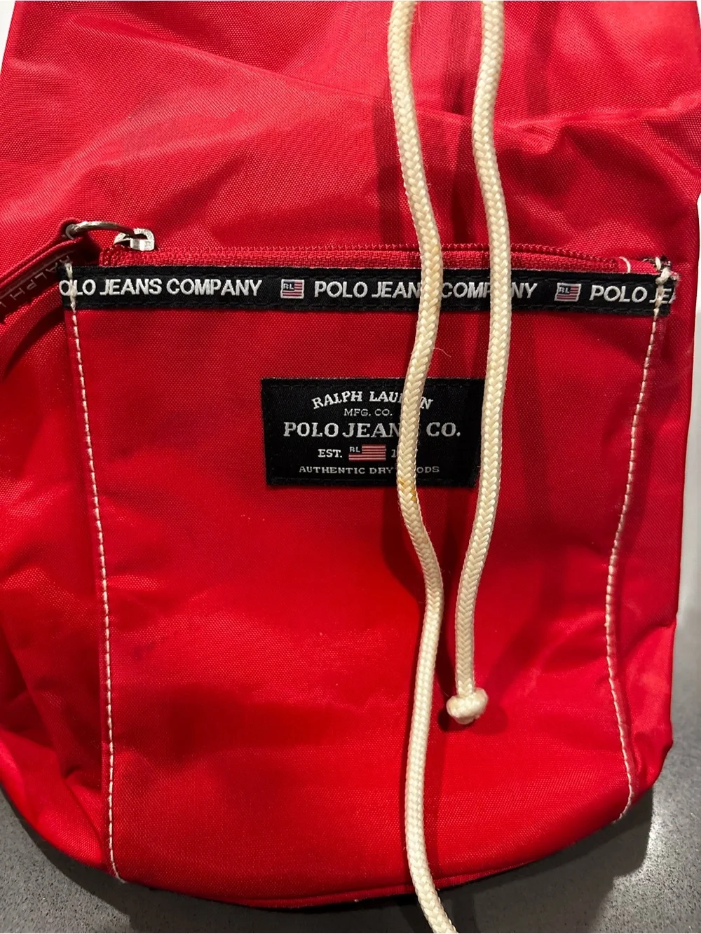 Ralph Lauren Polo Sport Baby Blue Drawstring Bucket Bag Y2K 90's Vntg